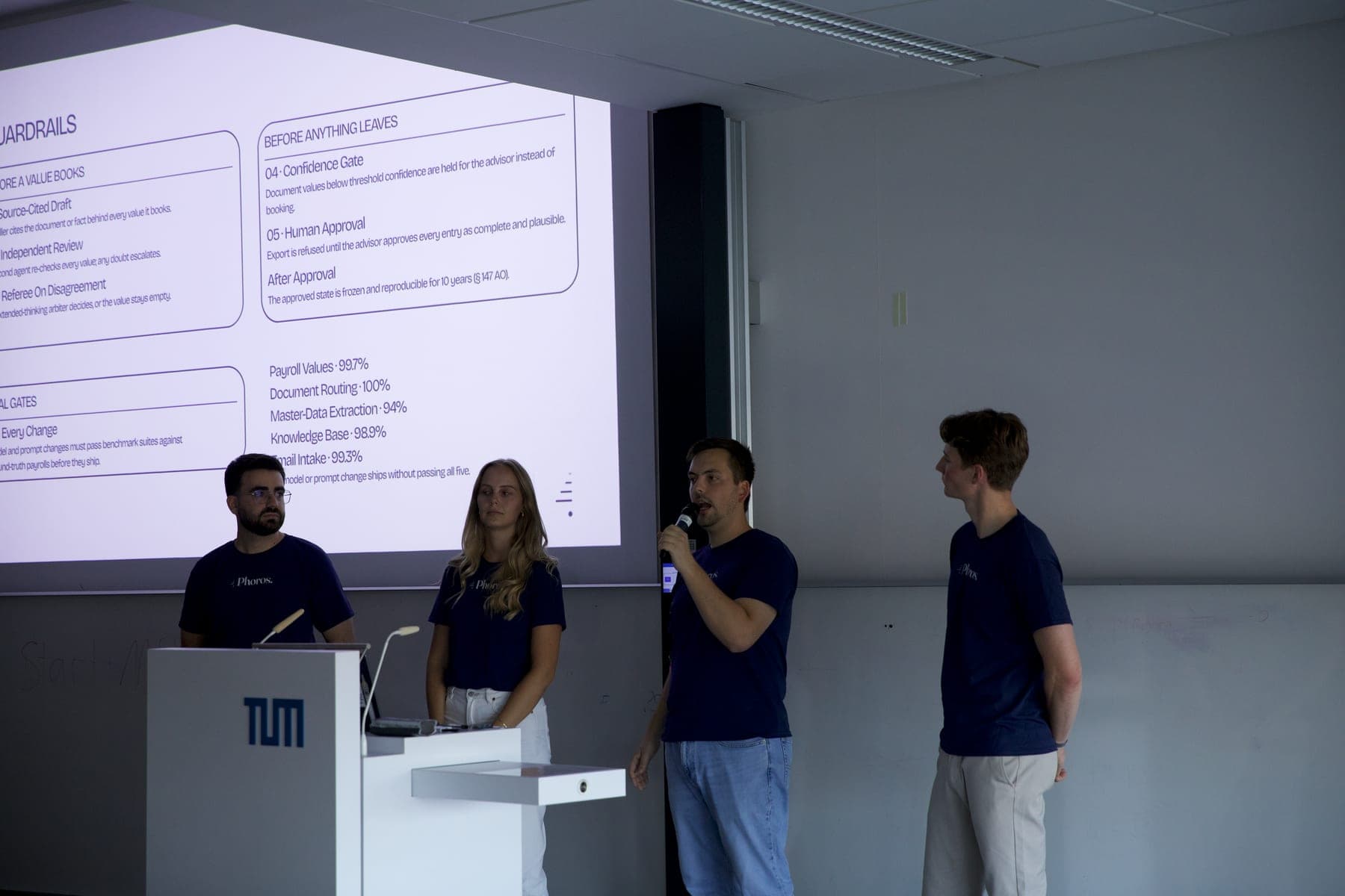 The Phoros team pitching at the CDTM Product Design Fair 2026